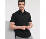 RUSSELL COLLECTION MEN'S SHORT SLEEVE FITTED STRETCH SHIRT