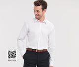RUSSELL COLLECTION MEN'S LONG SLEEVE TAILORED HERRINGBONE SHIRT