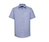 RUSSELL COLLECTION MEN'S SHORT SLEEVE TAILORED HERRINGBONE SHIRT