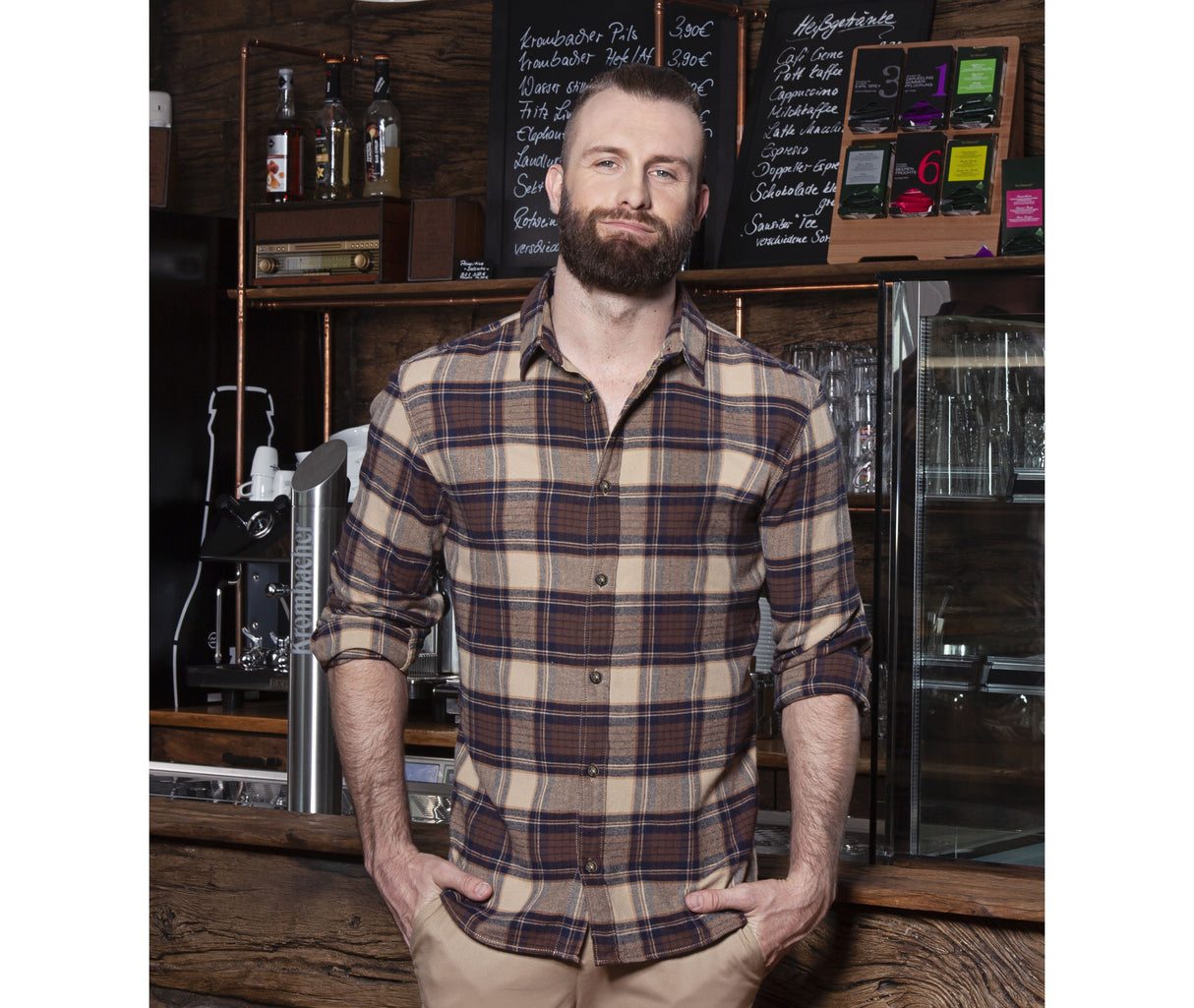 Men's checked shirt urban trend