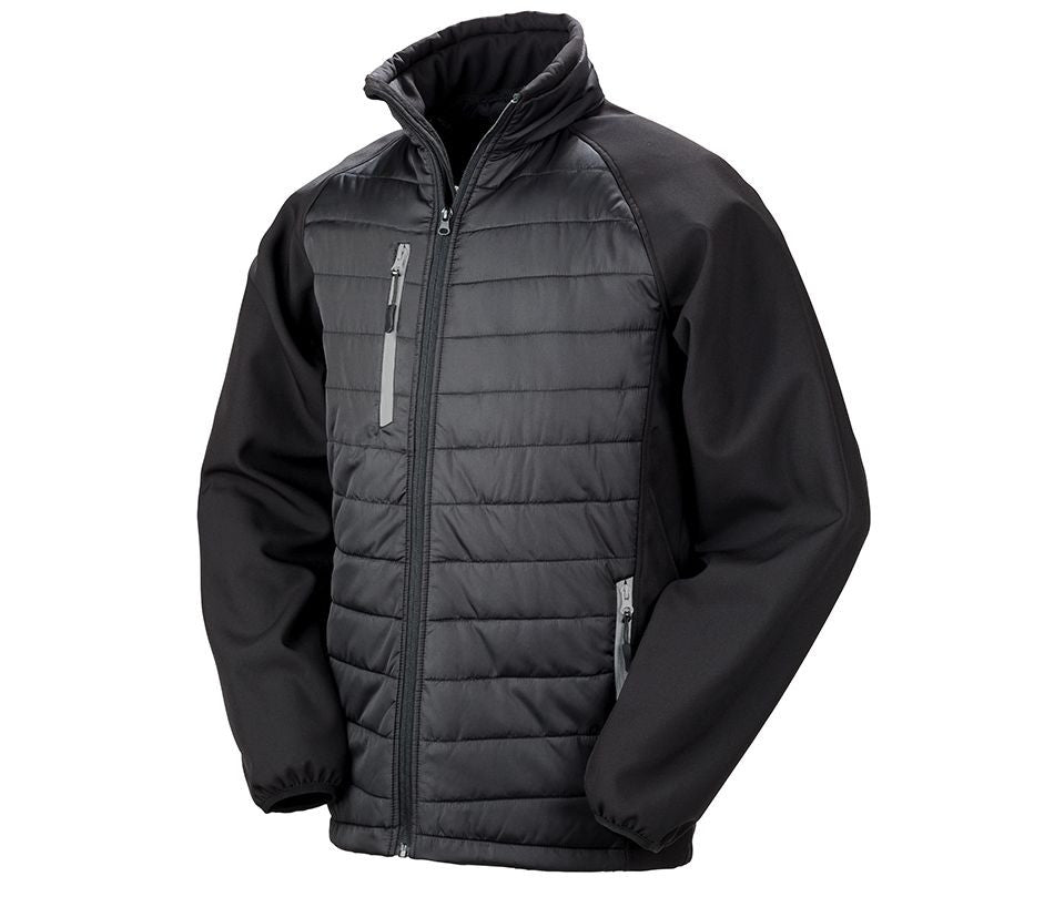 RESULT BLACK COMPASS PADDED SOFTSHELL JACKET