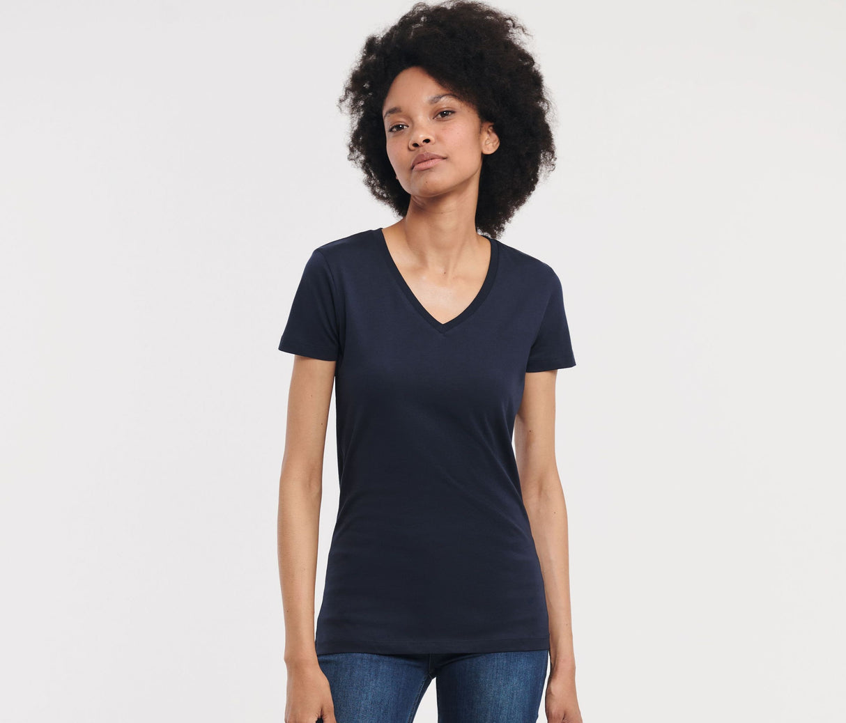 RUSSELL LADIES' PURE ORGANIC V-NECK