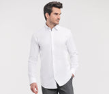 RUSSELL COLLECTION MEN'S LONG SLEEVE TAILORED CONTRAST HERRINGBONE SHIRT