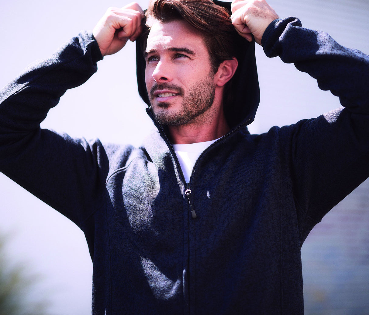 STEDMAN LUX HOODED KNIT FLEECE JACKET FOR MEN