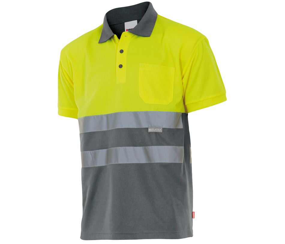 VELILLA TWO-TONE HIGH VISIBILITY SHORT SLEEVE POLO SHIRT