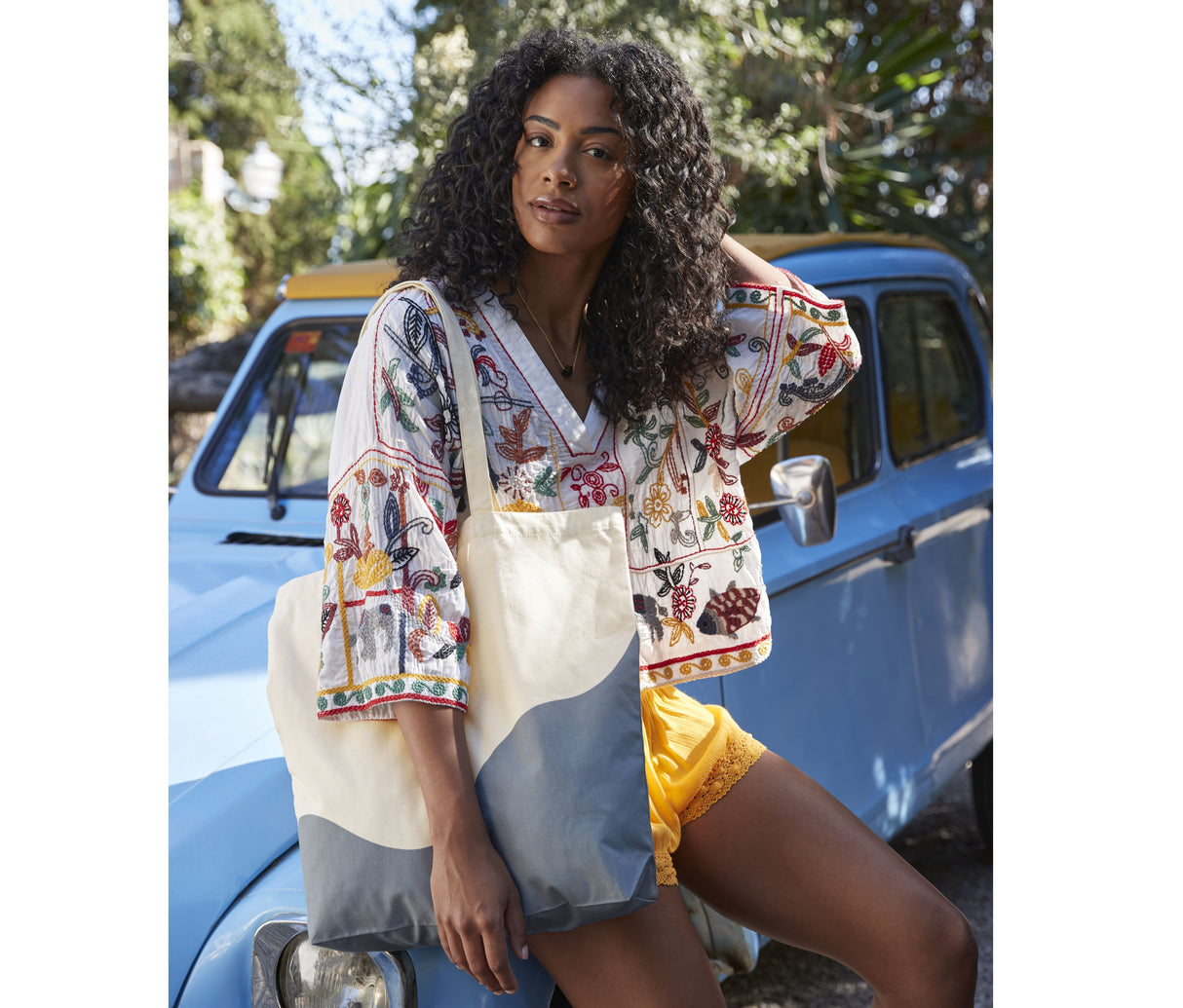 WESTFORD MILL ORGANIC COTTON WAVE PRINT MAXI TOTE