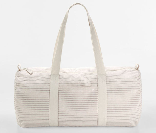 STRIPED ORGANIC COTTON BARREL BAG