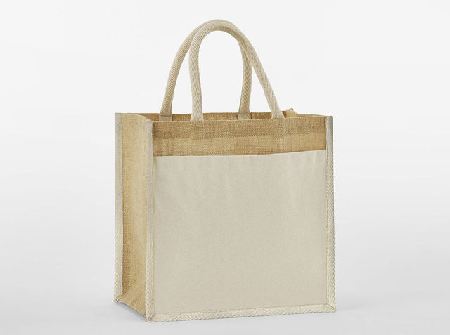 COTTON POCKET NATURAL STARCHED JUTE MIDI TOTE